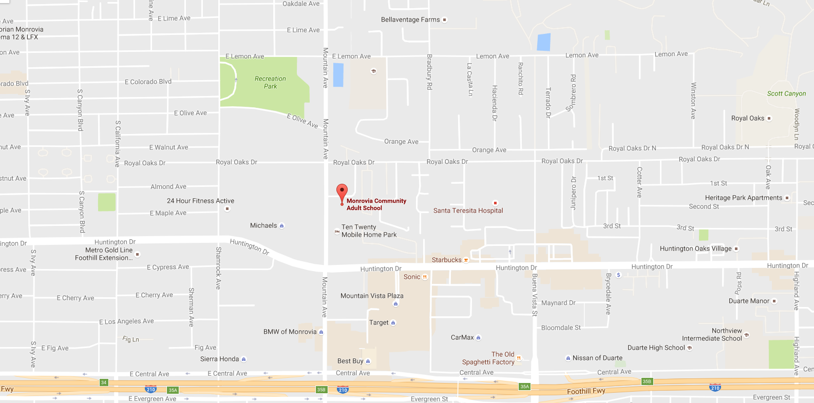 Map of Monrovia Community Adult School