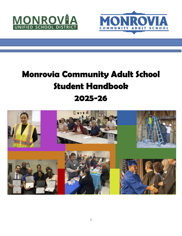 Image of Monrovia Adult School Handbook 2024-25